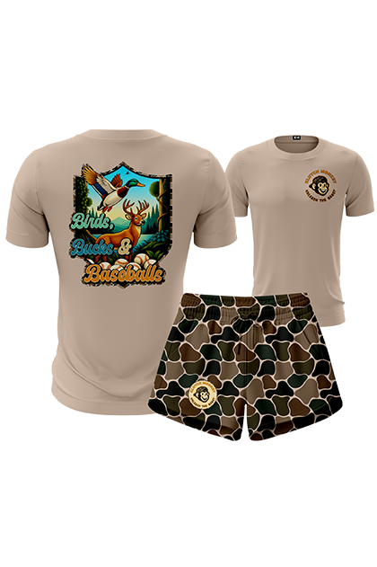 Birds, Bucks, Baseballs Crew Neck + Shorts Set